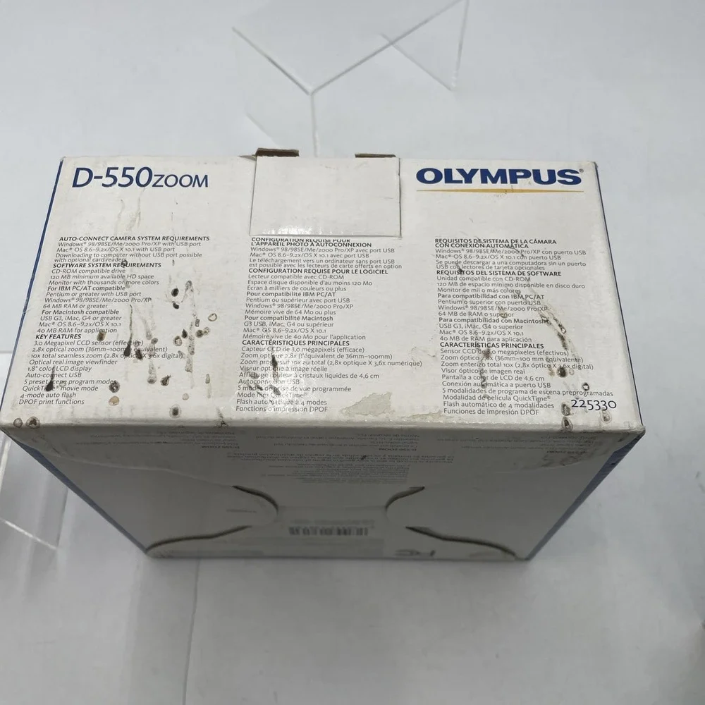 Olympus D-550 Zoom 3.0 MP Digital Camera w/Box+Manual+CD+Battery+SD Card-TESTED